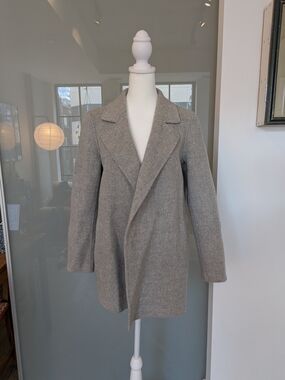 Theory Light Gray Wool-Blend Pea Coat